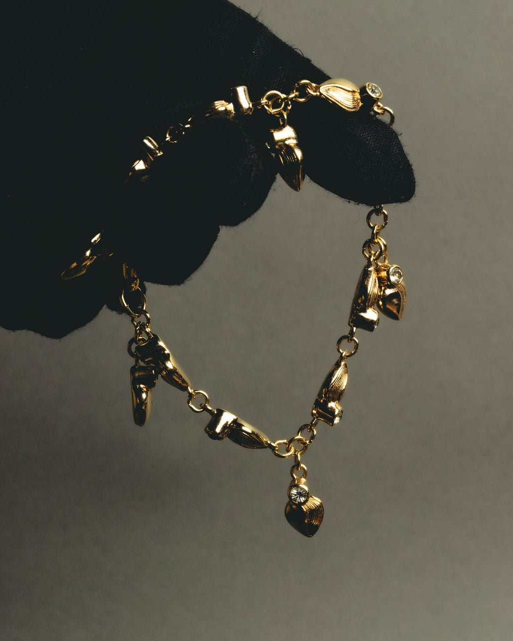 "Christian Dior" 80's-90's Sculptural leaf charm bracelet