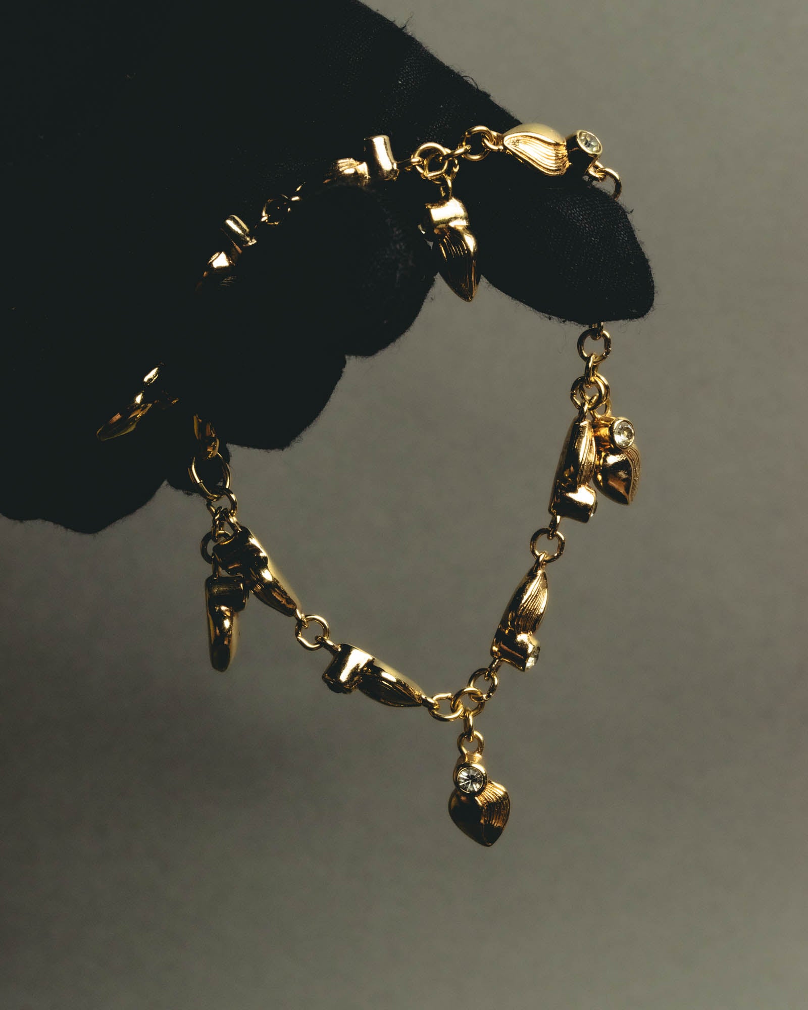 "Christian Dior" 80's-90's Sculptural leaf charm bracelet
