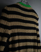 "GUCCI" 17-18aw striped lurex emblem knit sweater