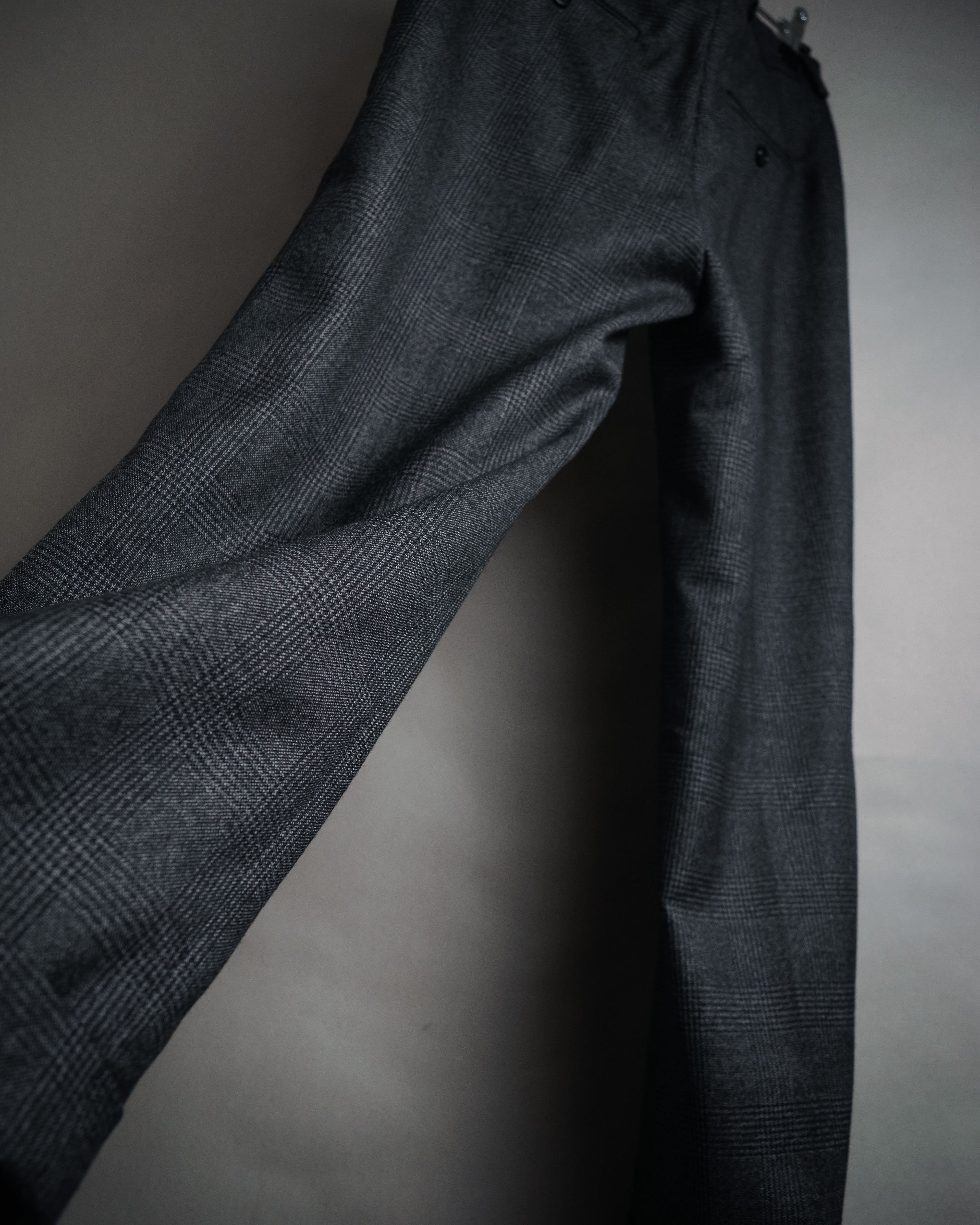 “CELINE” Post-2018 Glen check wool tailored trousers