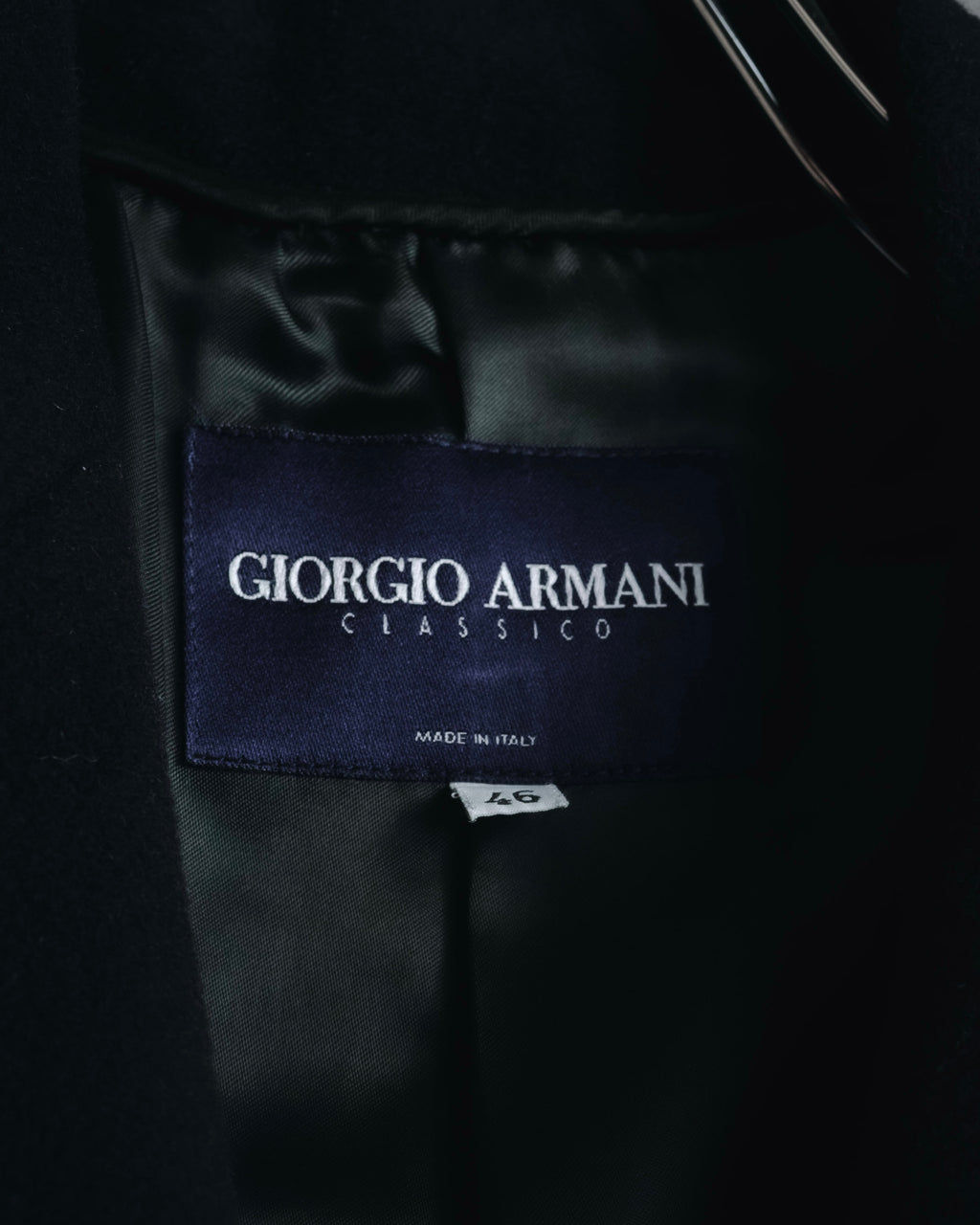 "GIORGIO ARMANI" 90’s Minimalist draped maxi long coat