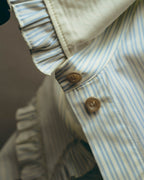 -SPECIAL- “GUCCI” 2017-2019 Floral embroidered ruffled striped shirt