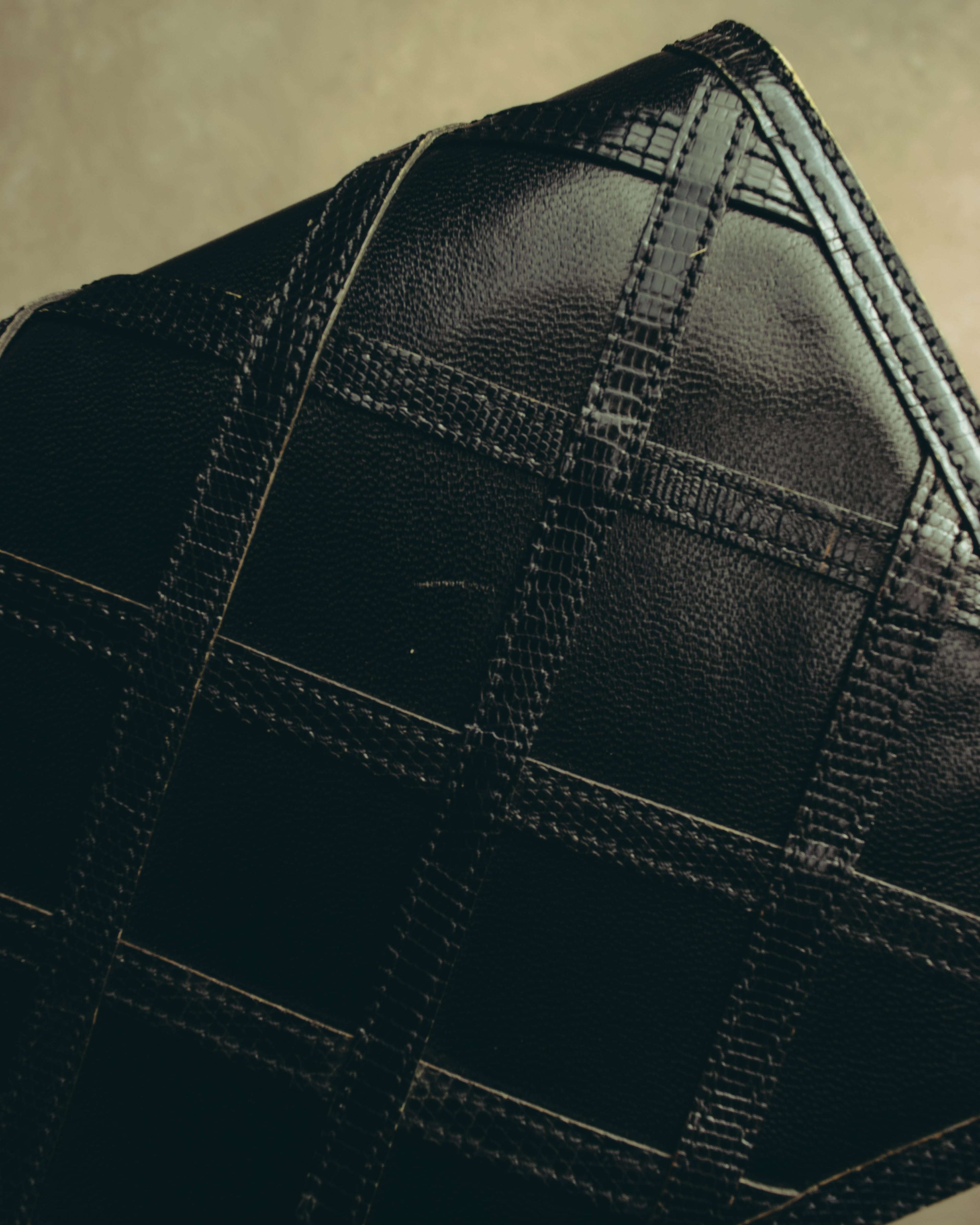 "Yves Saint Laurent" 80's-90's Lattice textured leather shoulder bag