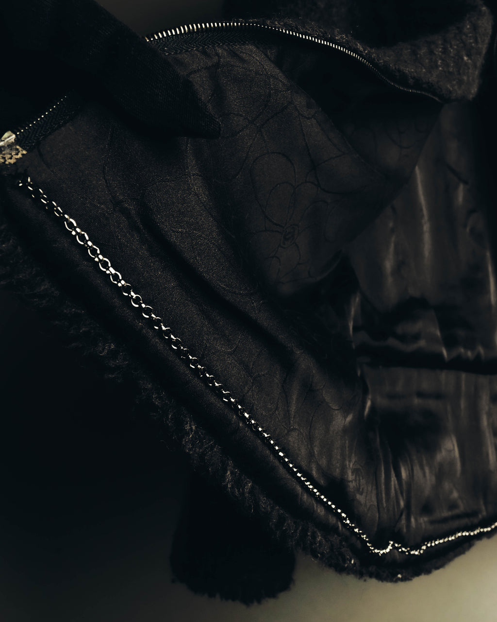 "CHANEL" 04AW Textured wool angora tweed zip jacket