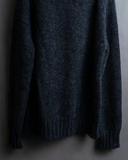 "Saint Laurent" Long-haired wool charcoal tone knit pullover