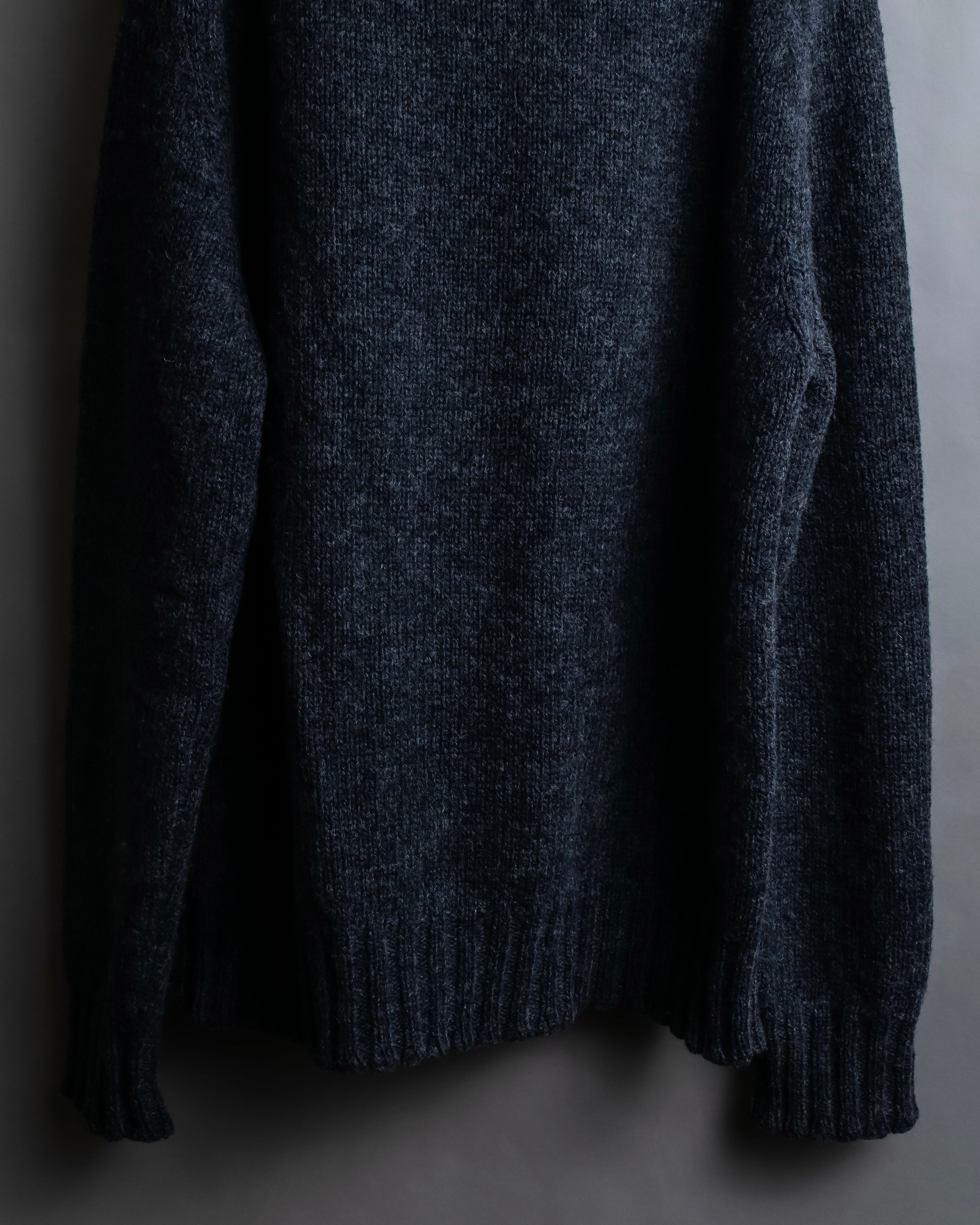 "Saint Laurent" Long-haired wool charcoal tone knit pullover