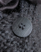 "YVES SAINT LAURENT" Ribbon design stand collar low gauge cardigan