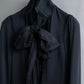 "YVES SAINT LAURENT" 2002 AW Scarf docking tulle design silk double zipper blouse