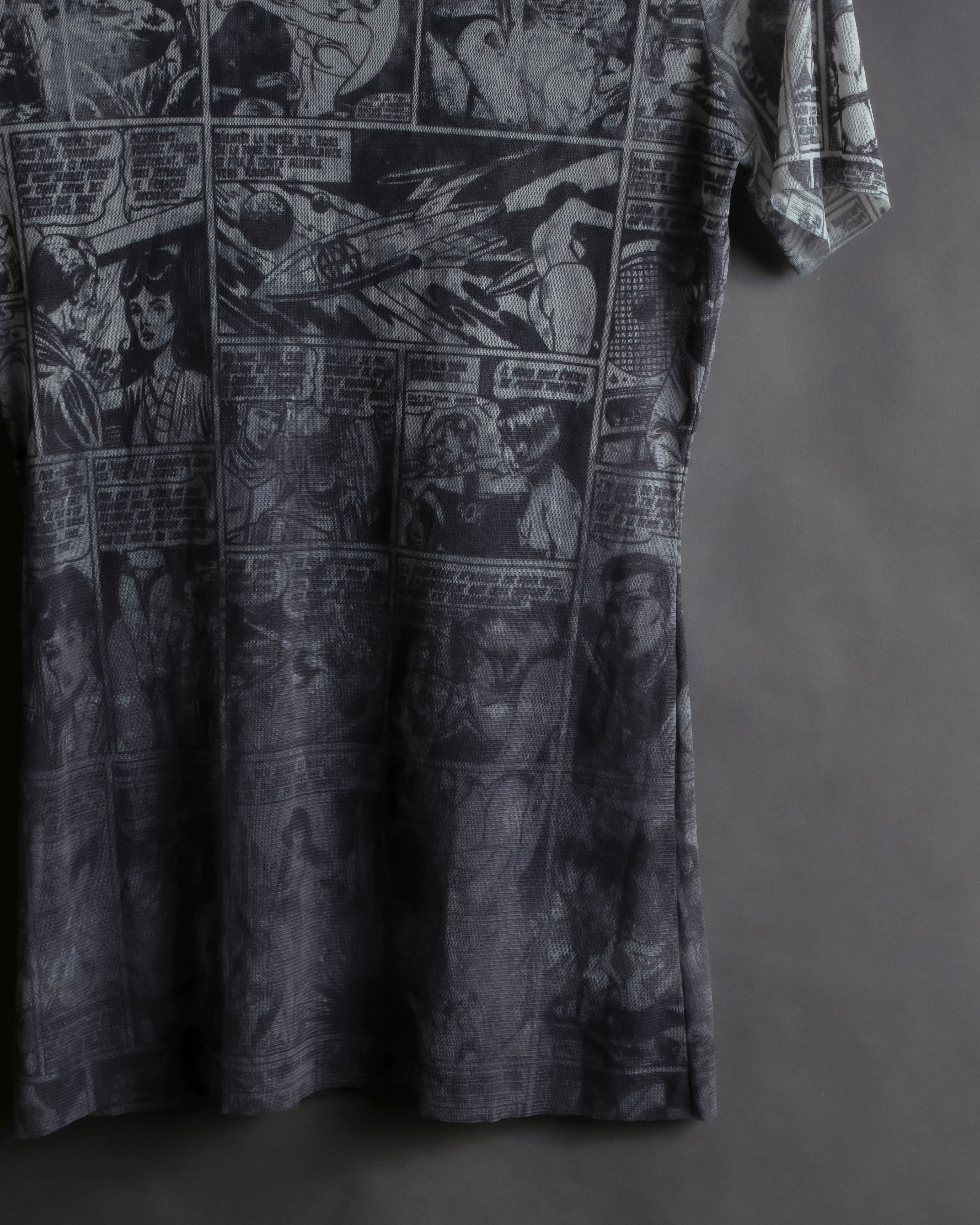 "JEAN PAUL GAULTIER JEANS" American comic book motif sheer short length pullover