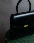 "Charles Jourdan" Logo half-moon metal plate design leather hand bag