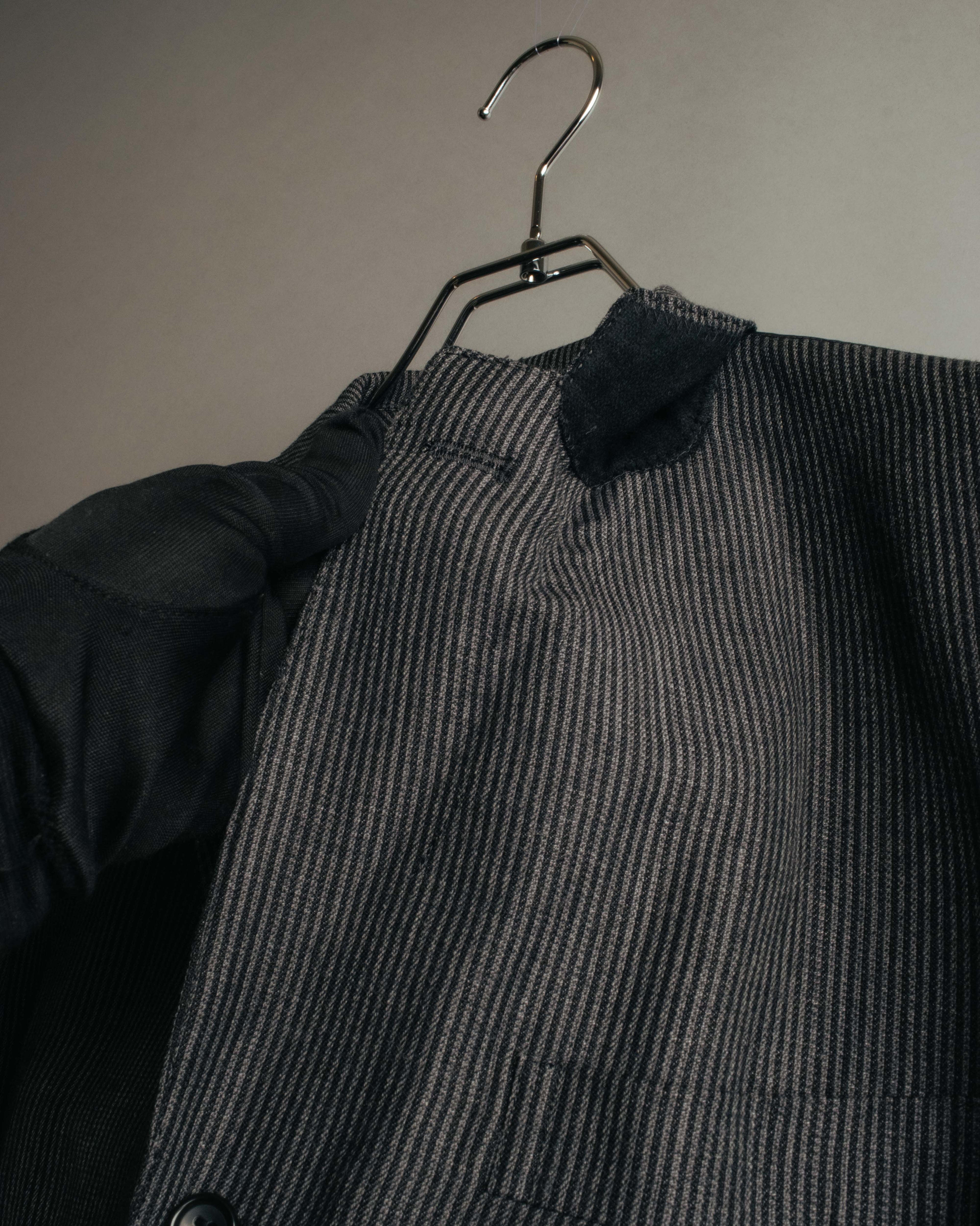 "COMME des GARÇONS HOMME" 10SS Vintage multi-button hickory stripe linen wool jacket