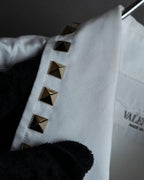 "VALENTINO" Stud detail collar white cotton shirt