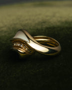 -SPECIAL- “Christian Dior” 80’s-90’s Germany white enamel rhinestone dome ring