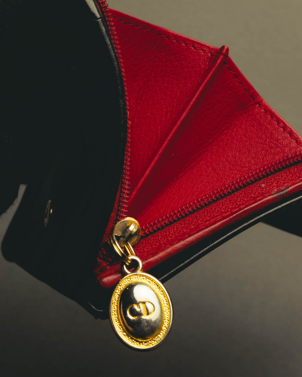 "Christian Dior" 80's-90's Black and red bifold wallet