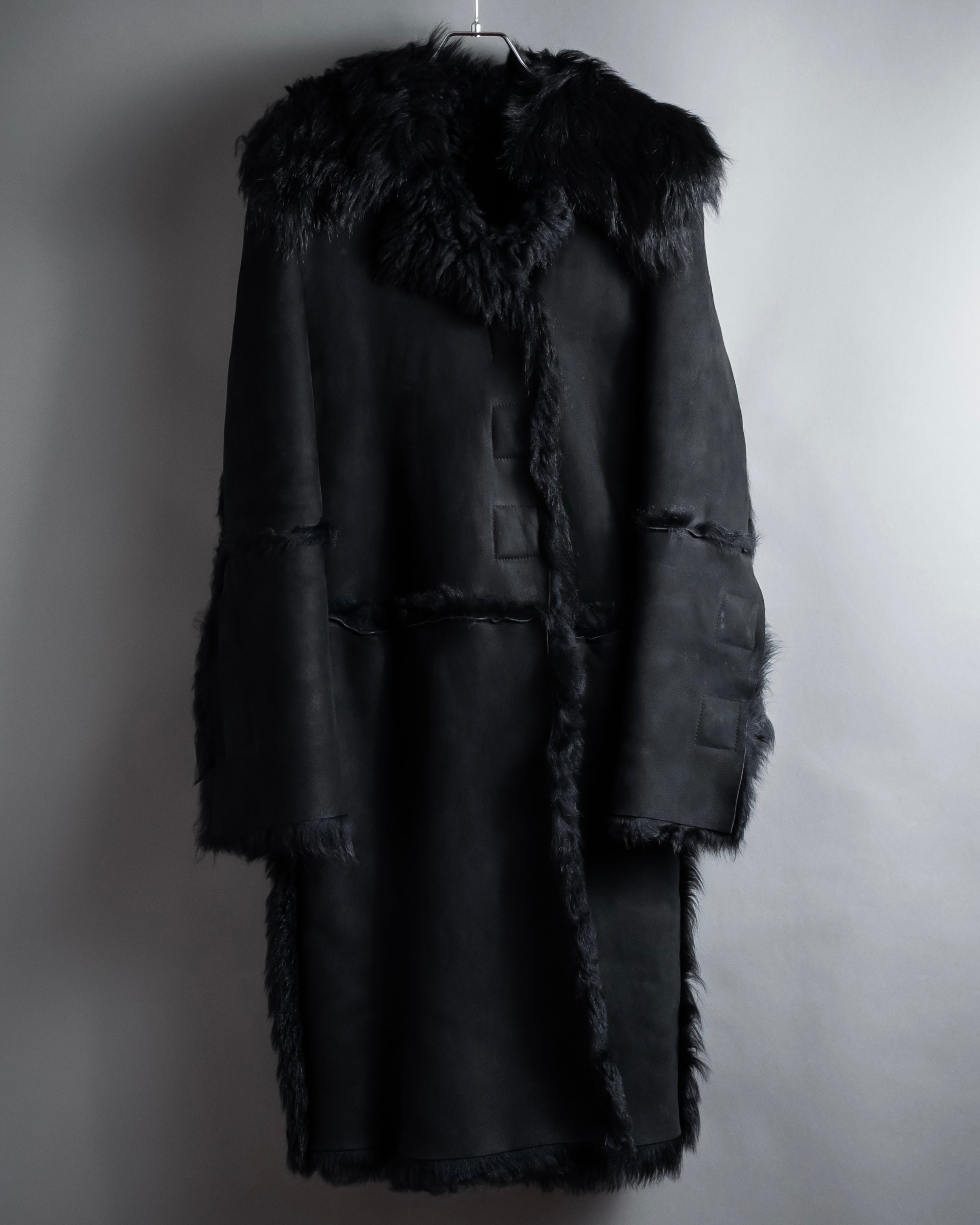 -SPECIAL- "GUCCI" 90's-00's Leather combination fur long coat