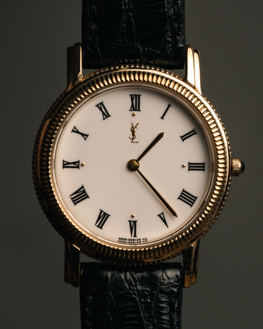 “Yves Saint Laurent” 80’s-90’s coin edge quartz leather watch
