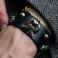 "GUCCI" Cat head motif stud design leather bracelet