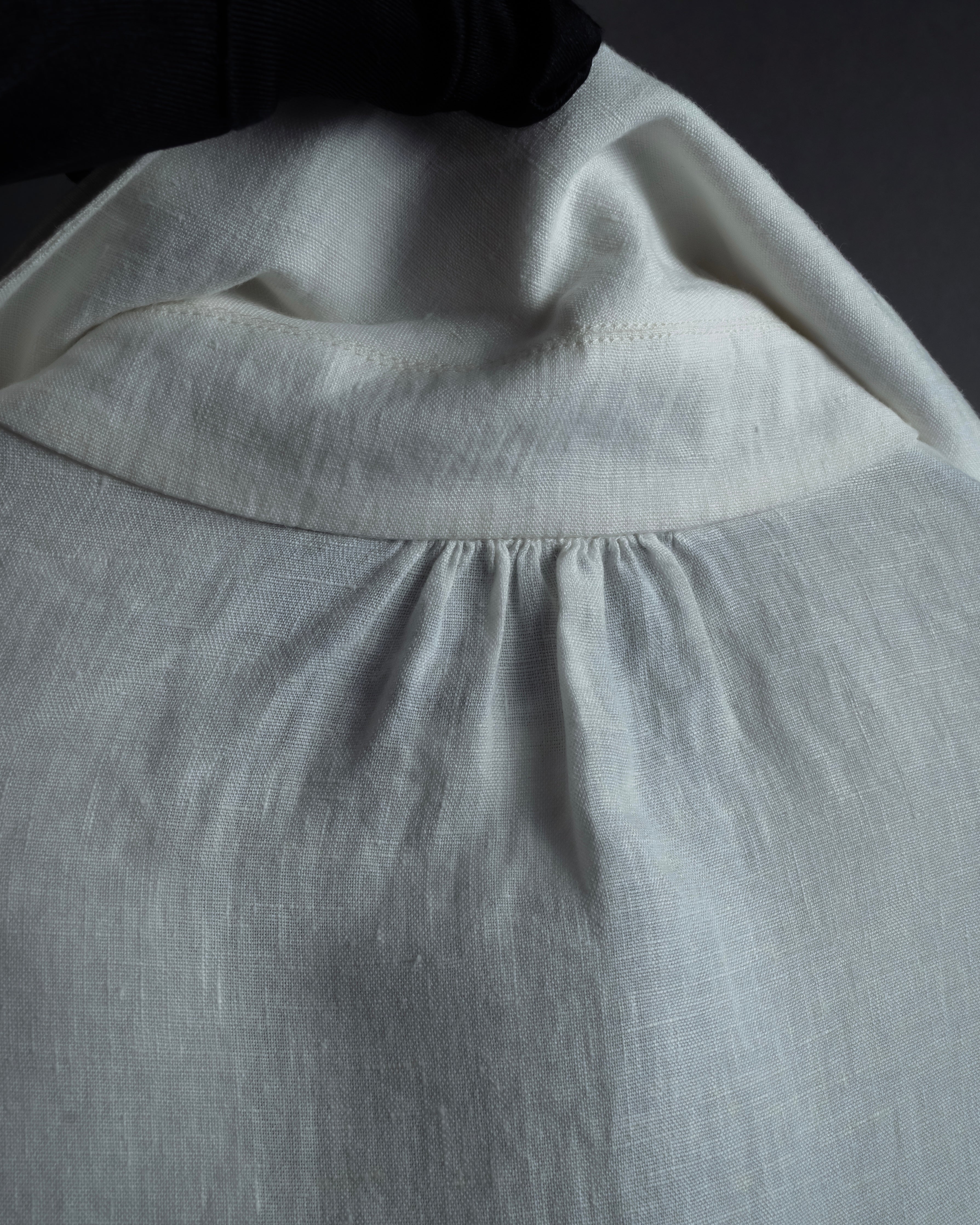 "GUCCI" Michele period ruffle round collar linen pullover shirt