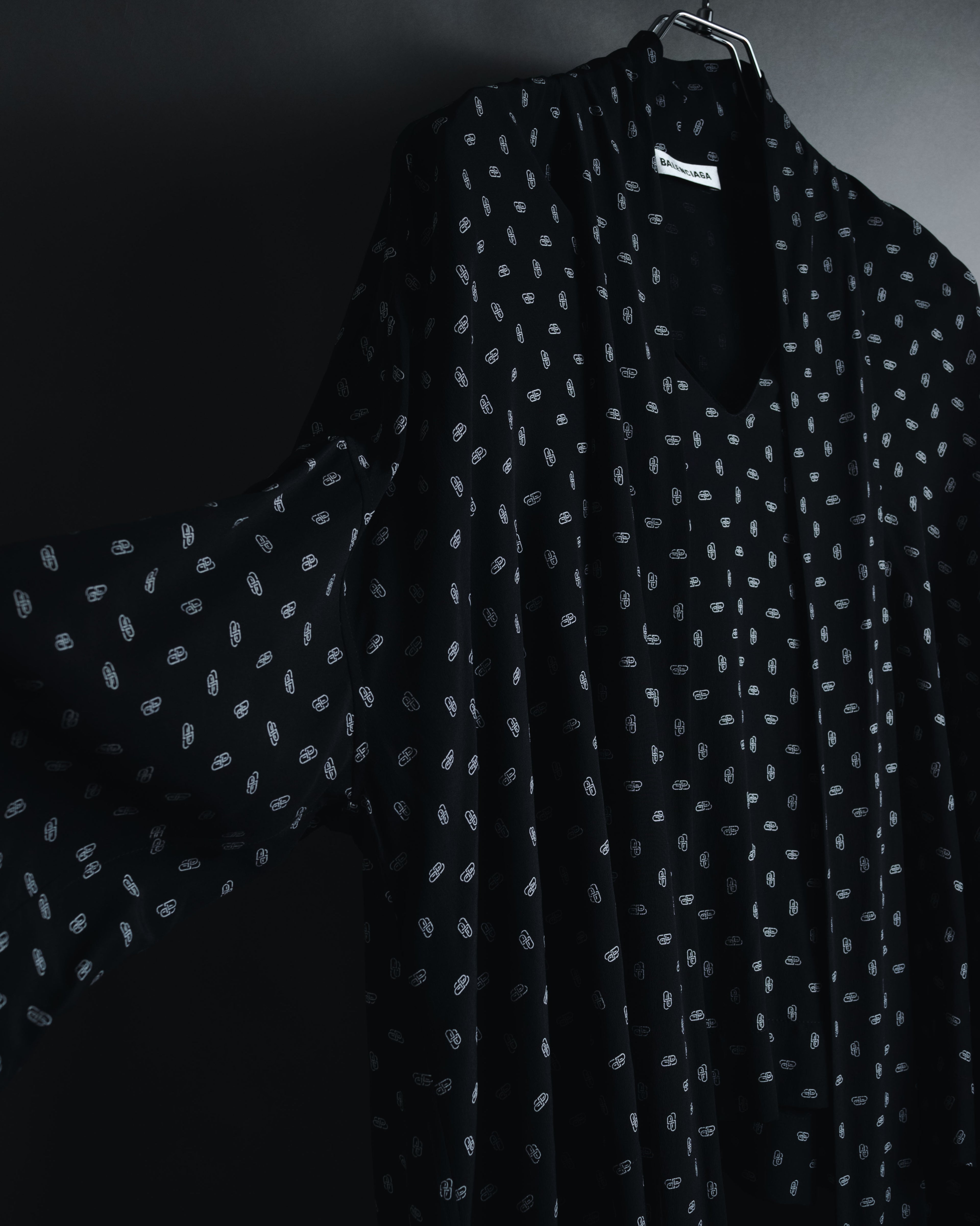 "BALENCIAGA" All-over Logo Bow-Tie Blouse