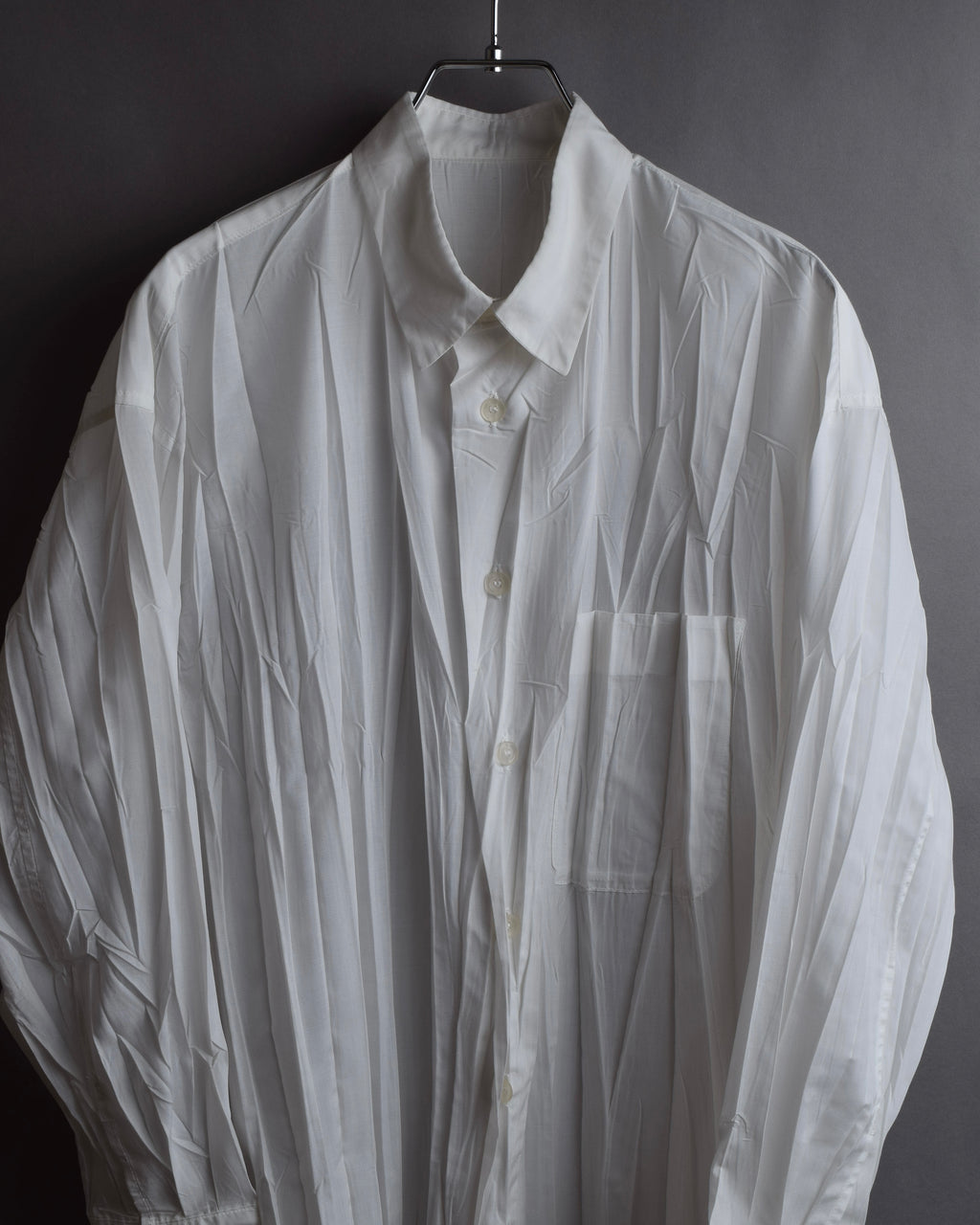 "ISSEY MIYAKE" Pleated design polyester long shirt