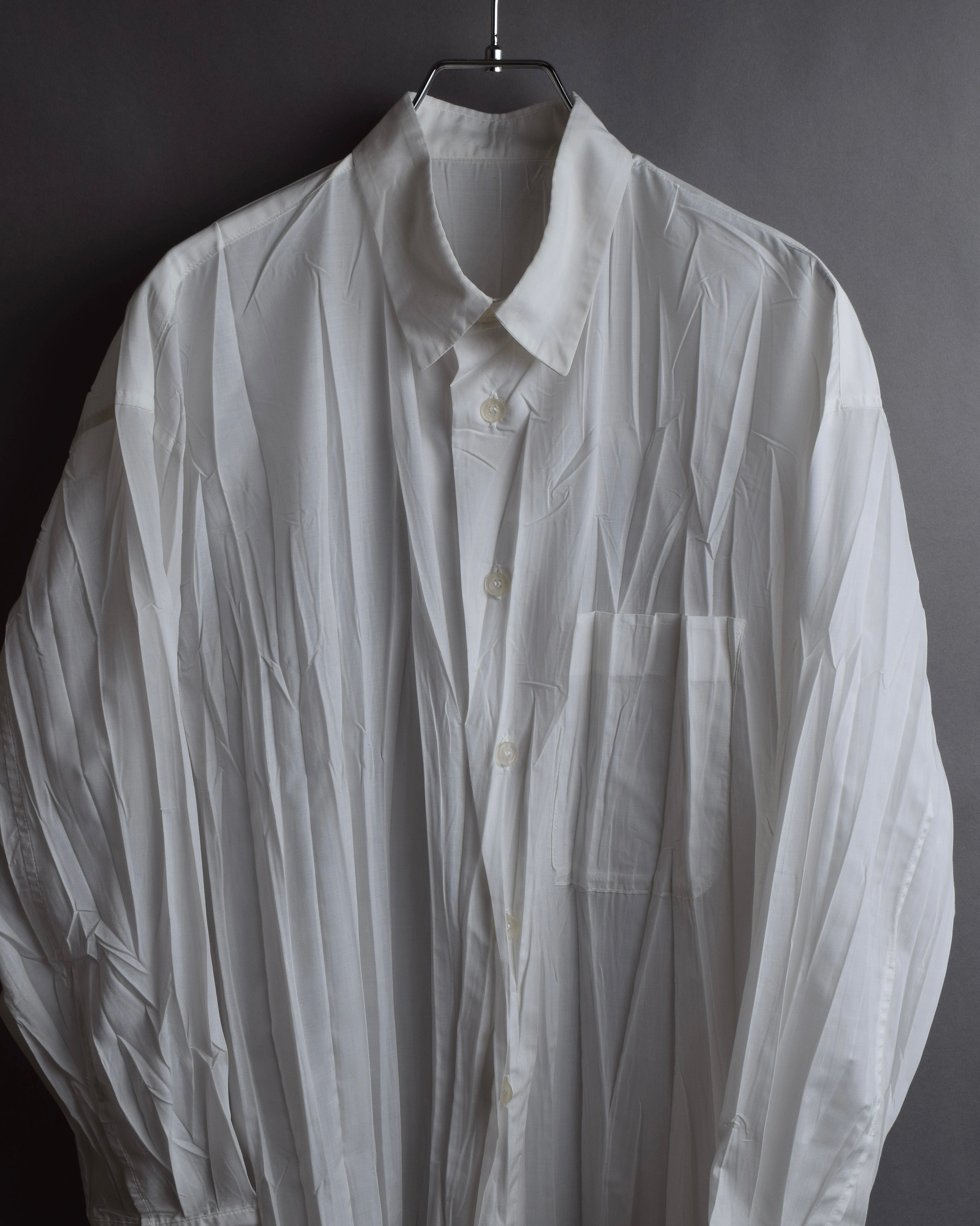 "ISSEY MIYAKE" Pleated design polyester long shirt