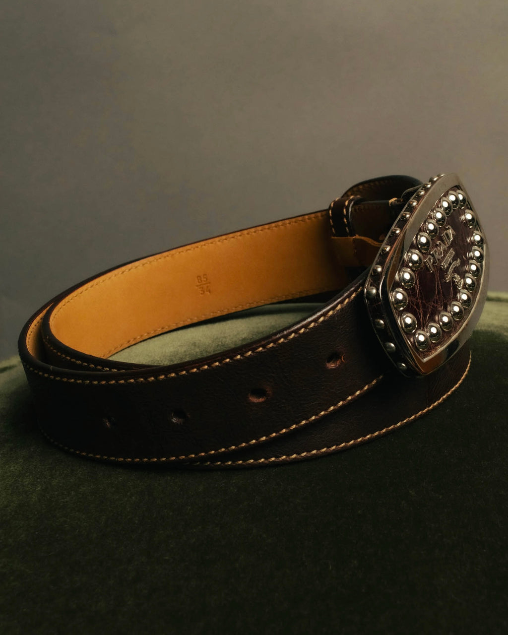 “PRADA” 90’s-00’s Studded logo leather belt