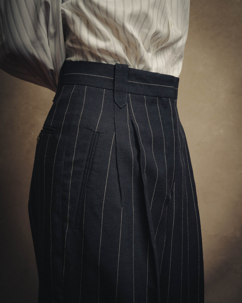 -SPECIAL- "LOEWE" 10's Pinstriped silk-lined wide trousers