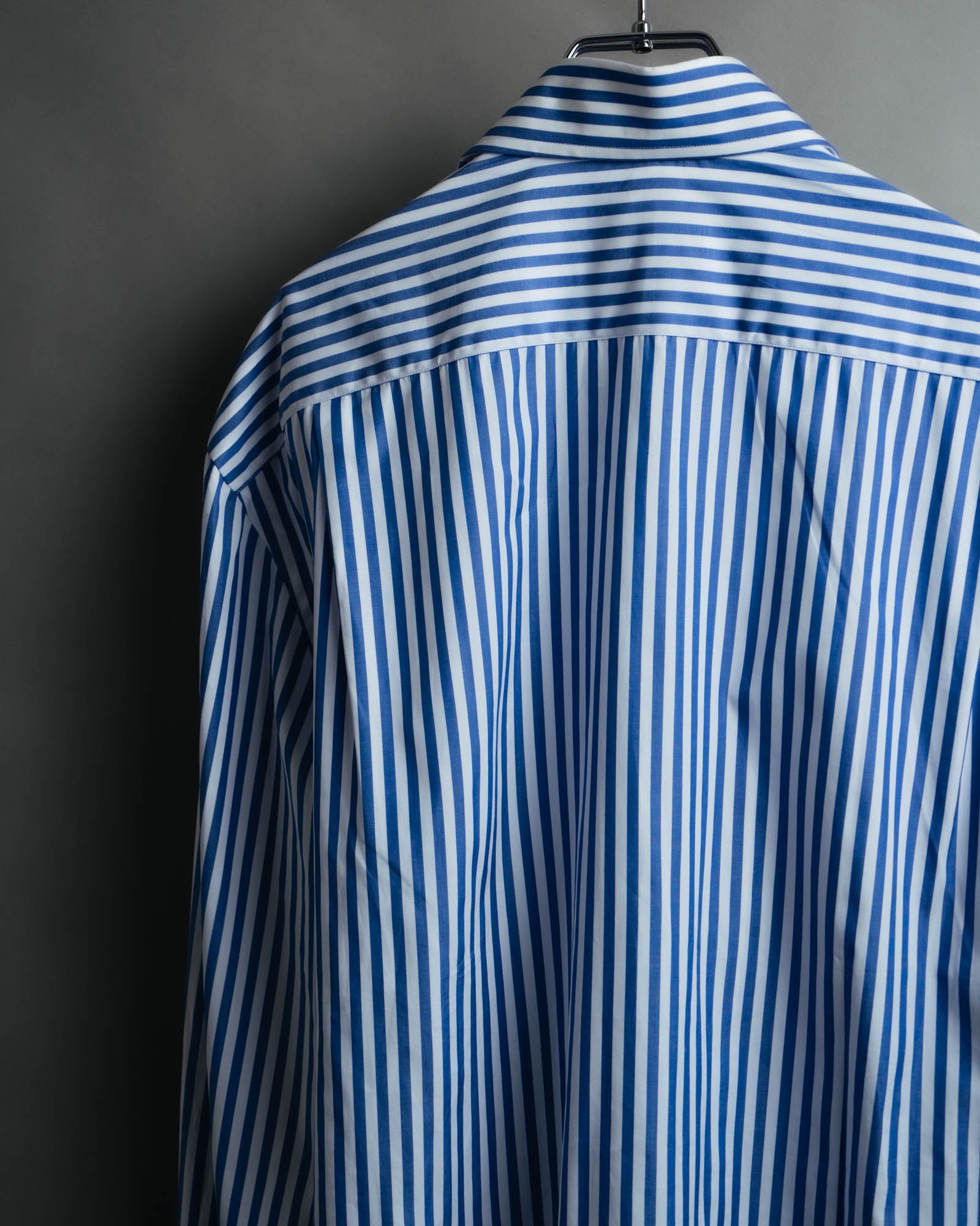 -MOOD MILLÉSIMES- 90’s-00’s vivid blue stripe wide-spread collar shirt