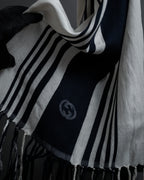 "GUCCI" 90's-00's Line fringe design two-tone long stole