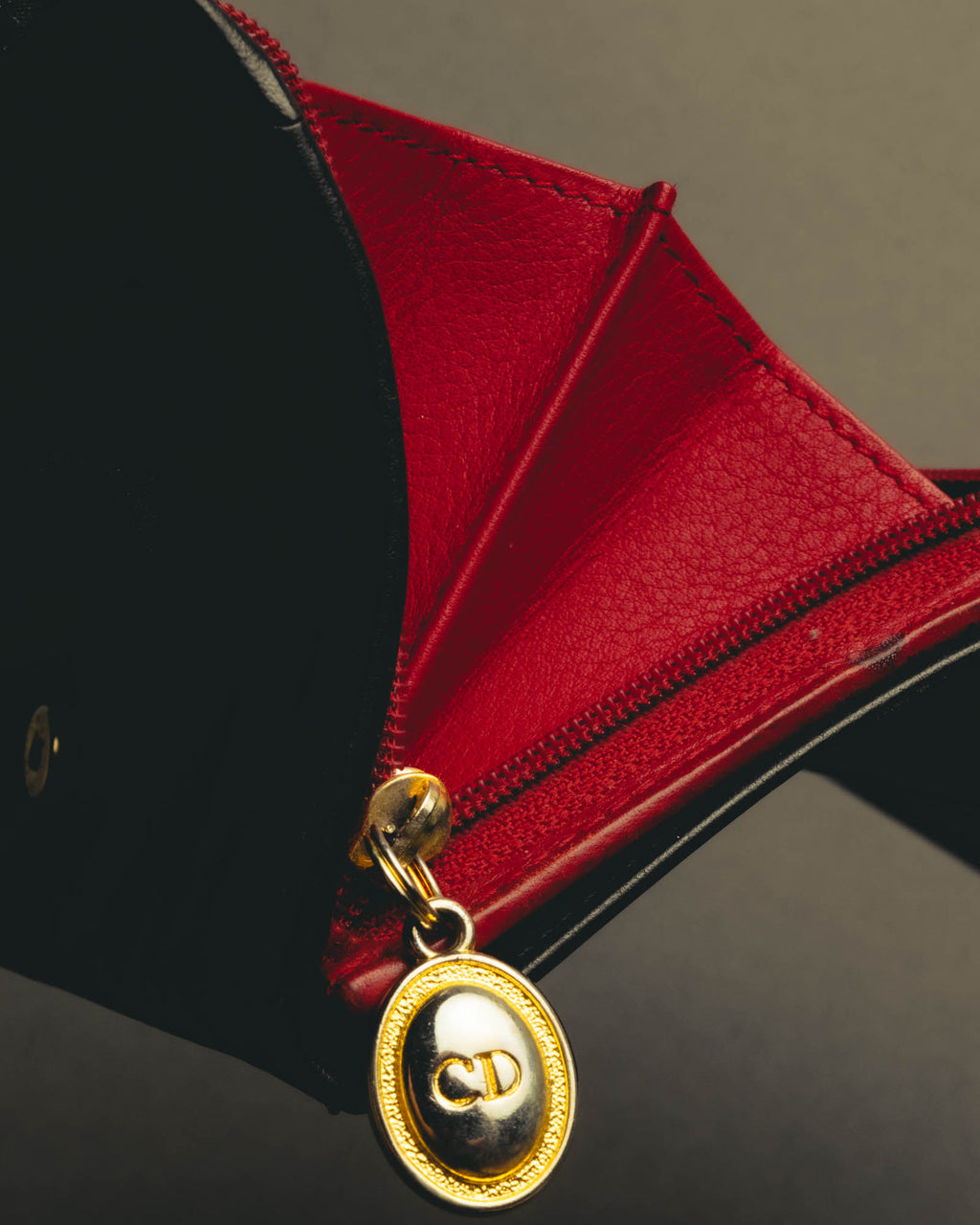 "Christian Dior" 80's-90's Black and red bifold wallet