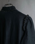 "vanessa bruno" Lace fringe design drawstring cotton linen shirt dress