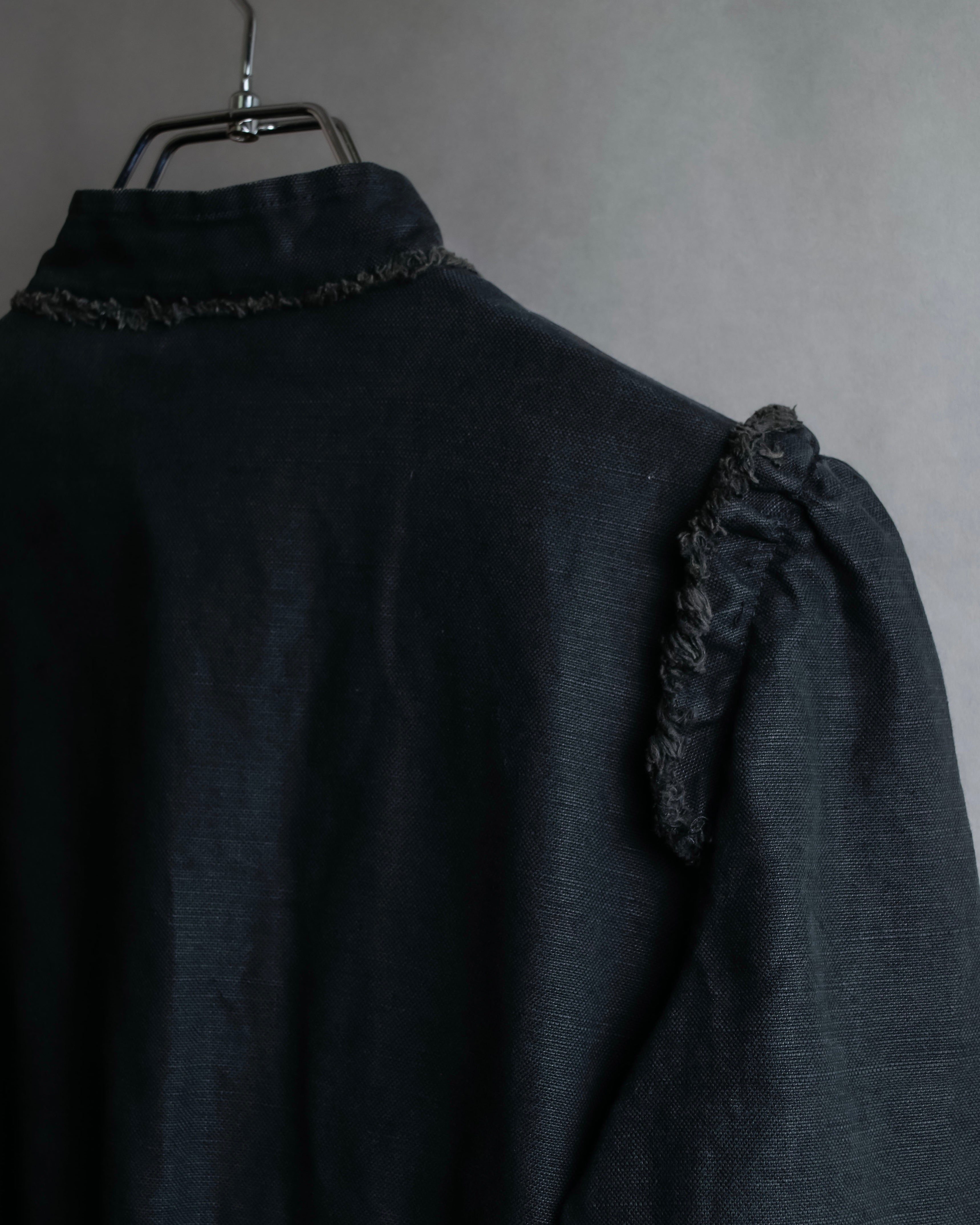 "vanessa bruno" Lace fringe design drawstring cotton linen shirt dress