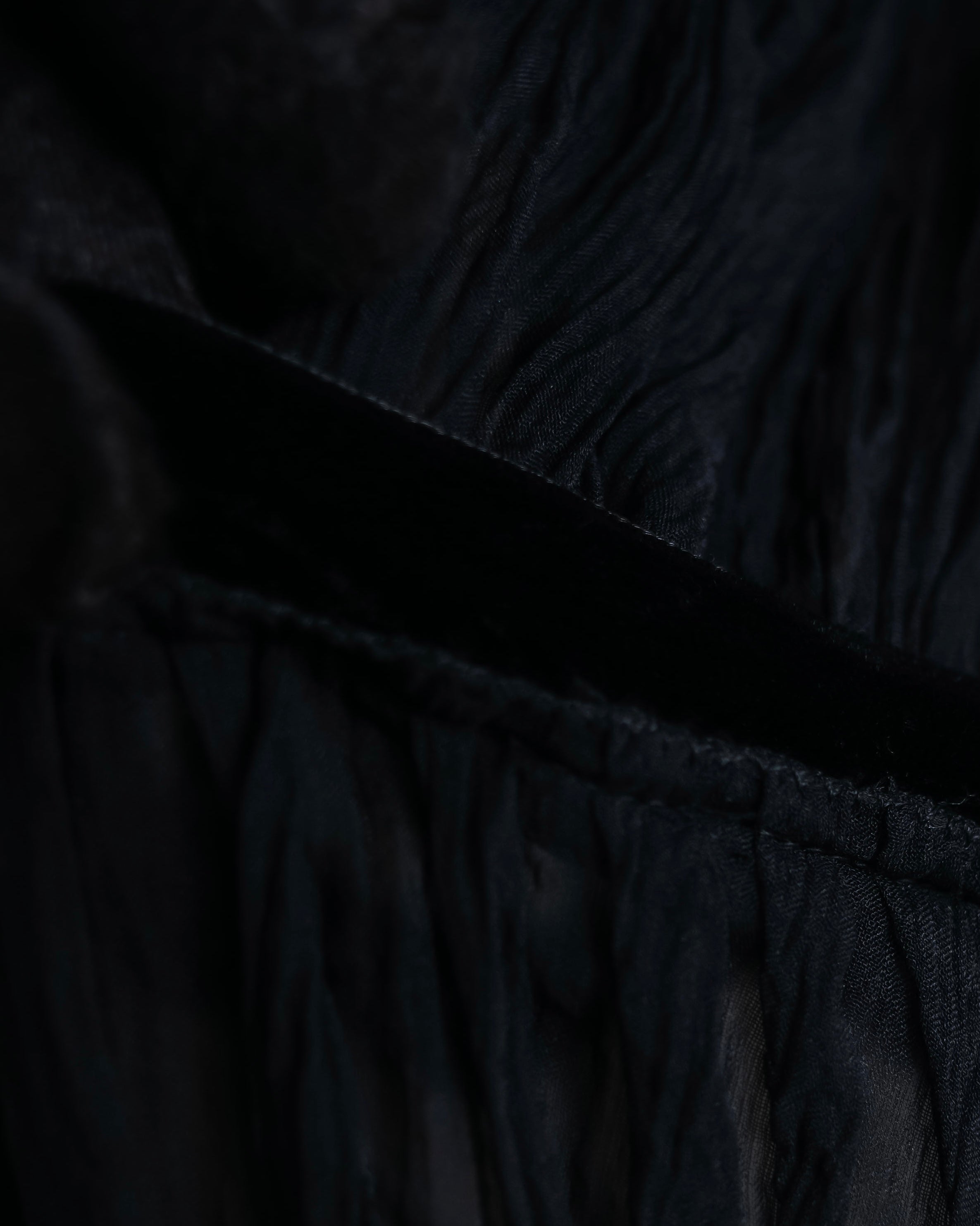 "PRADA" Gathered ribbon design puff sleeve dress