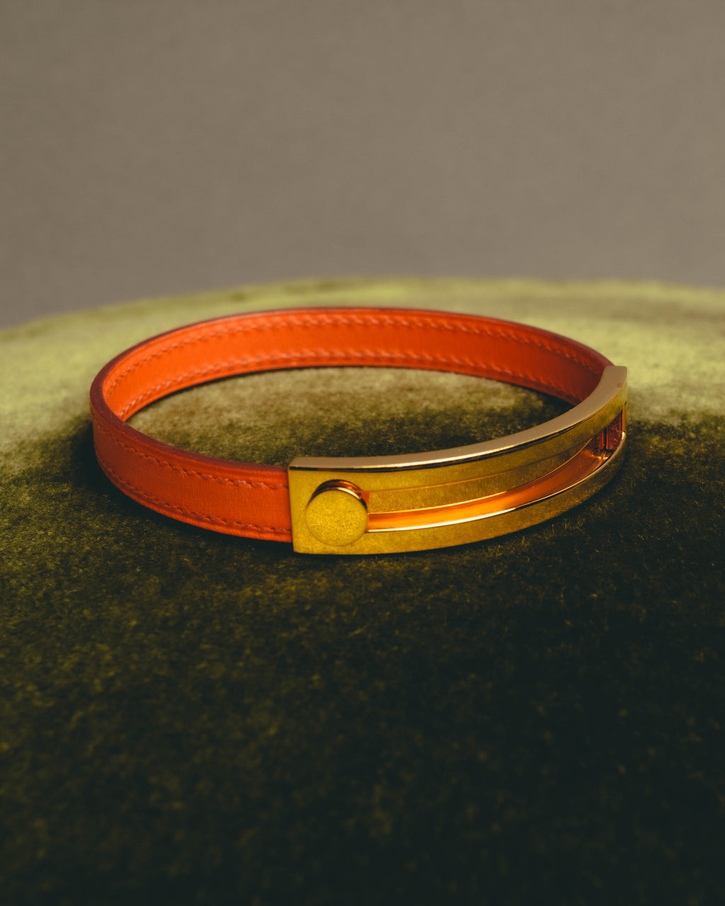 "Hermès" 00's Vibrant orange leather bracelet