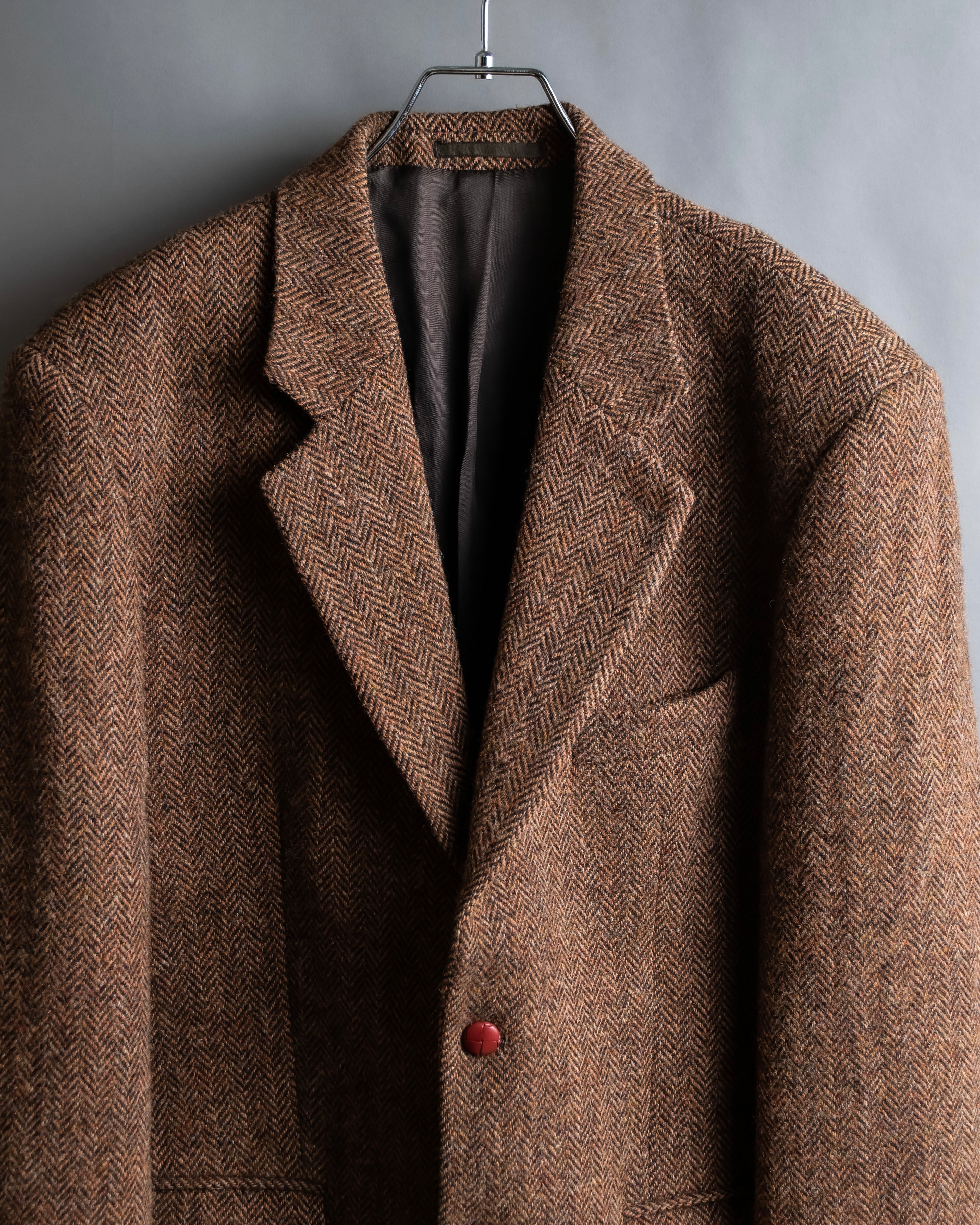 "HARRIS TWEED" Oversized herringbone tailored jacket