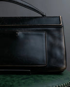 "PRADA" Aged metal parts design leather hand bag