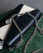 "Alexandar McQueen" Two-tone crystal clasp leather shoulder wallet
