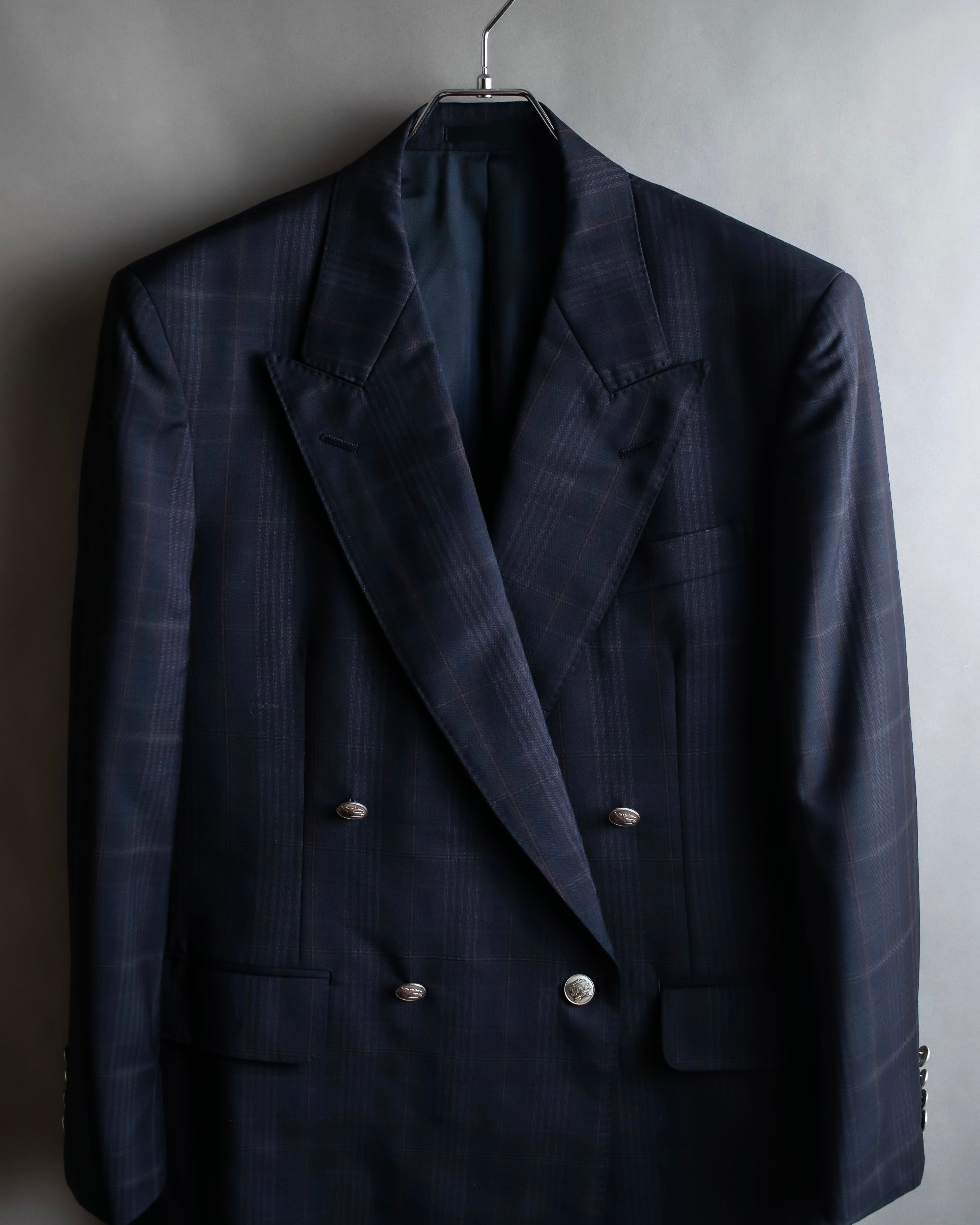 "BURBERRYS" Micro check pattern metal button blazer