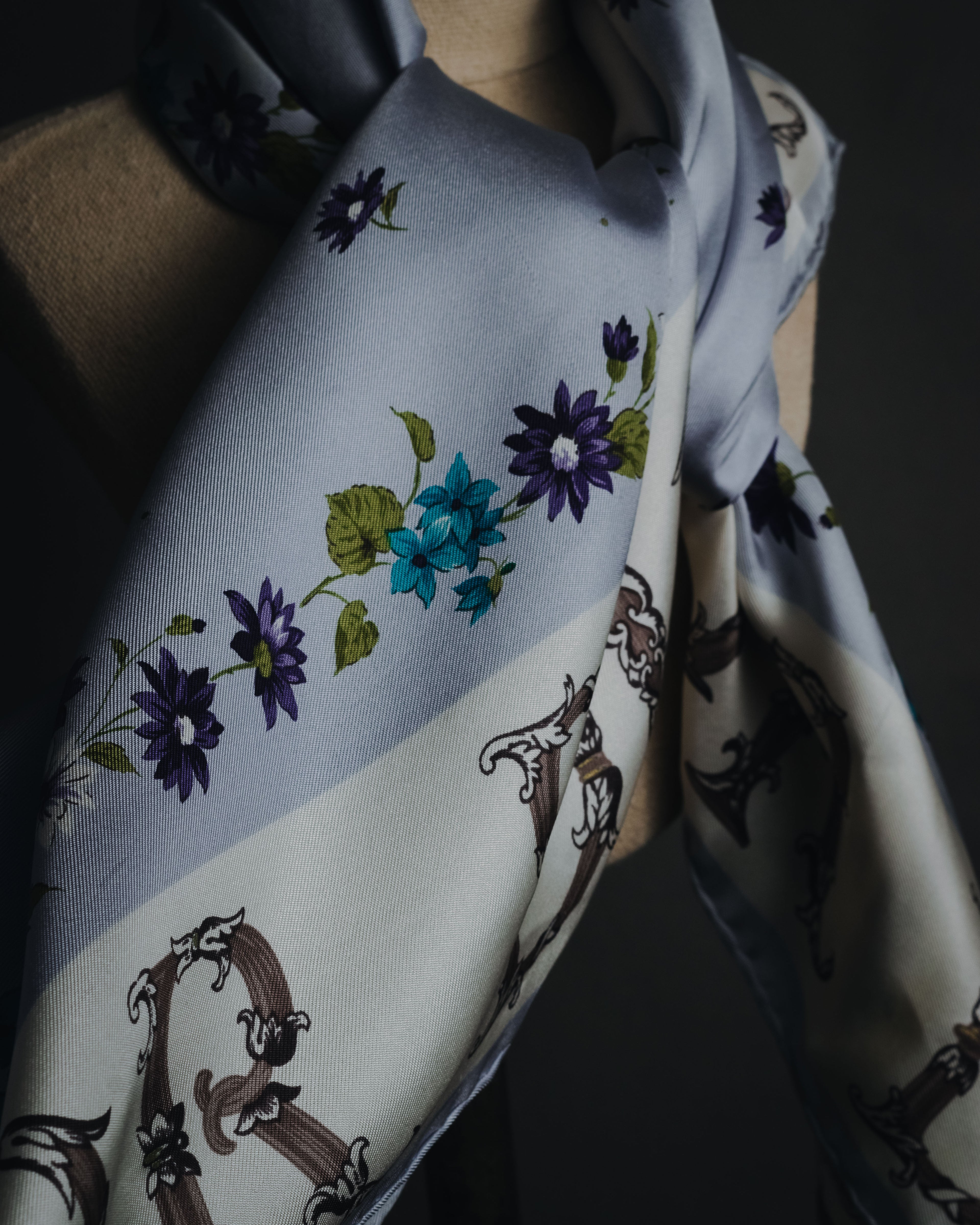 "Christian Dior" 80’s-90’s botanical dior typography silk scarf