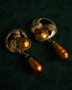 “GIANFRANCO FERRE“ 80’s-90’s Sculptural amber drop earrings
