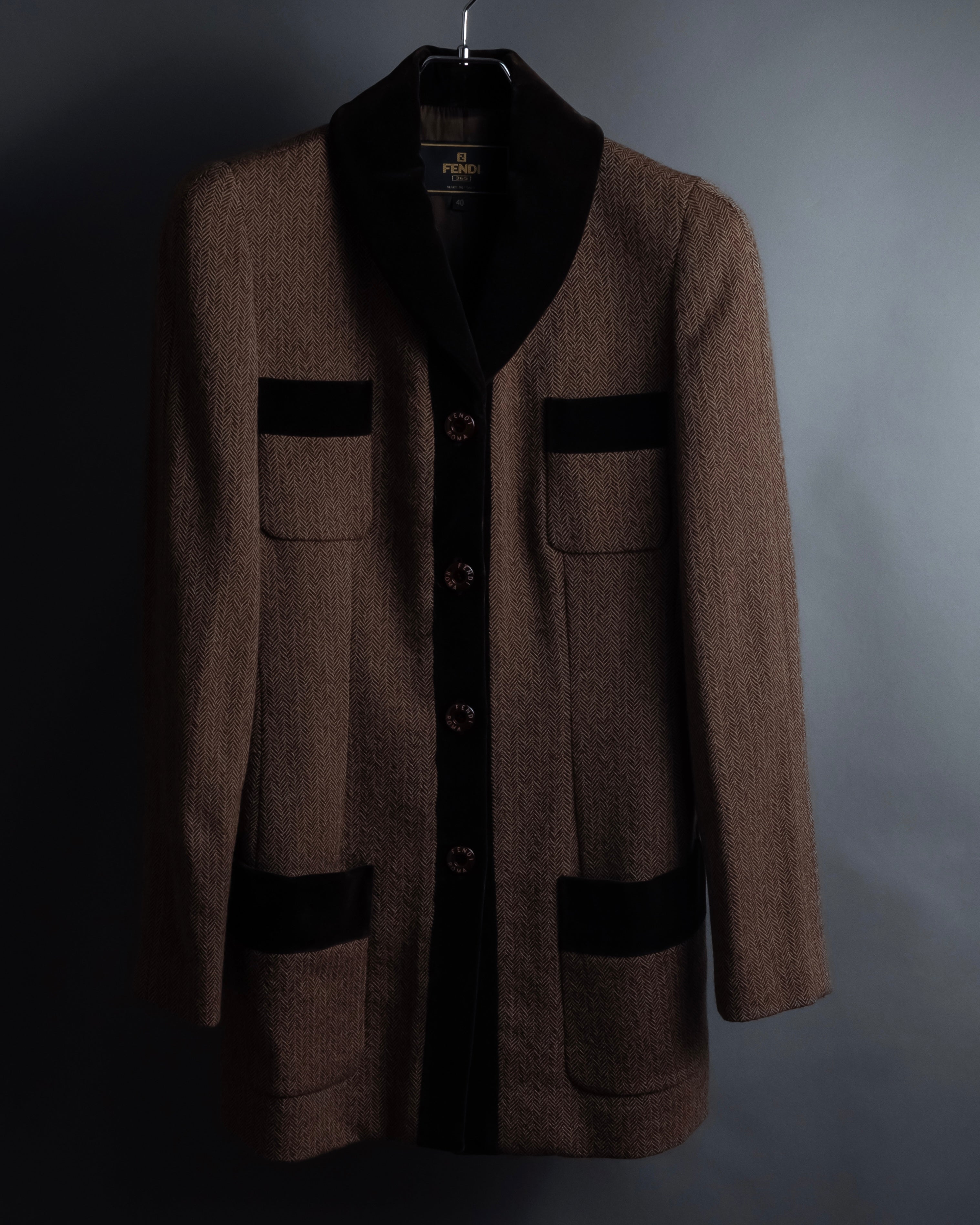 "FENDI" Velvet switching design herringbone set up