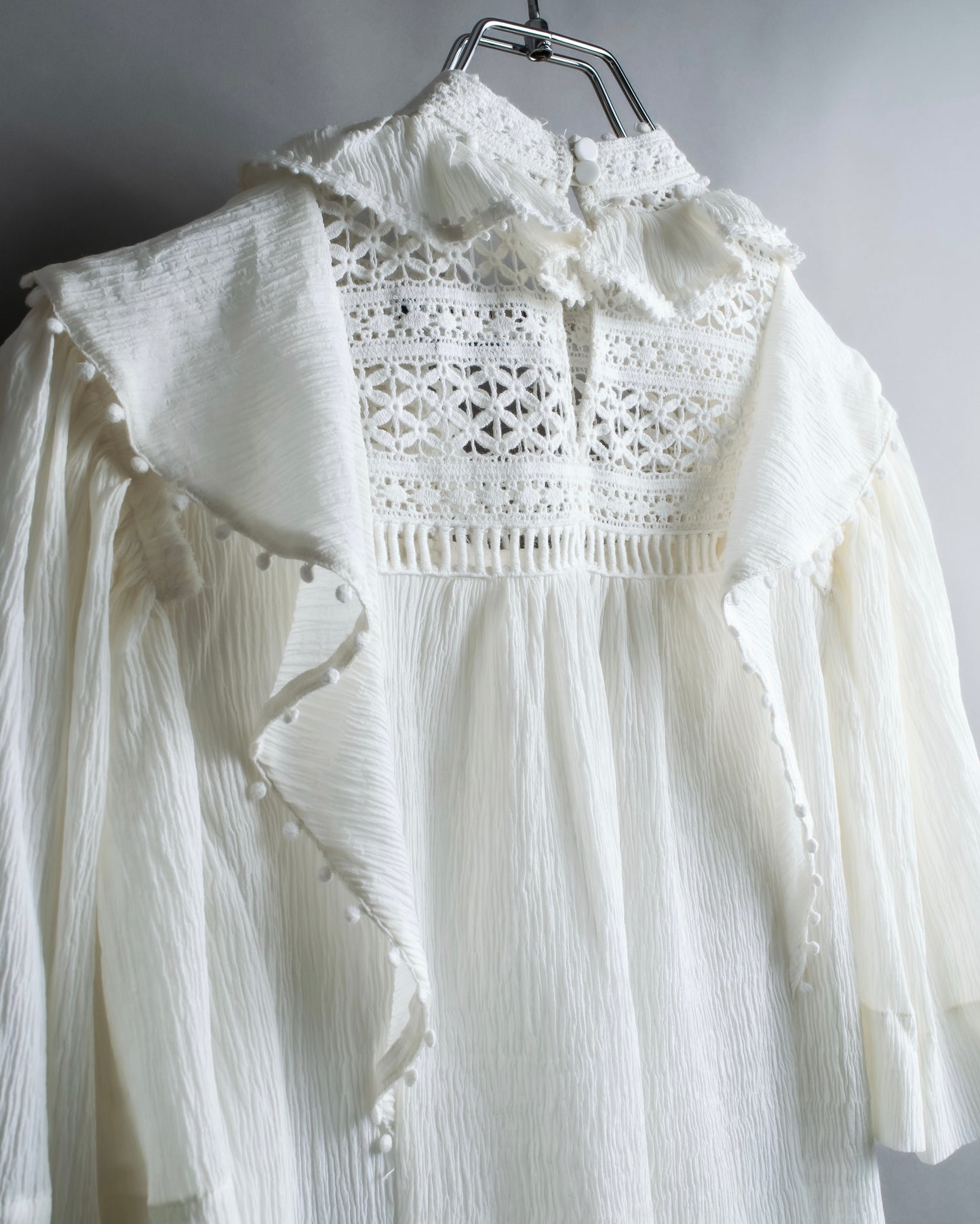 "ISABEL MARANT" Lace knit frill docking sheer blouse