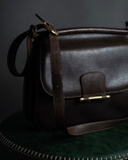 "GUCCI" Bar-shaped fastener design leather shoulder bag