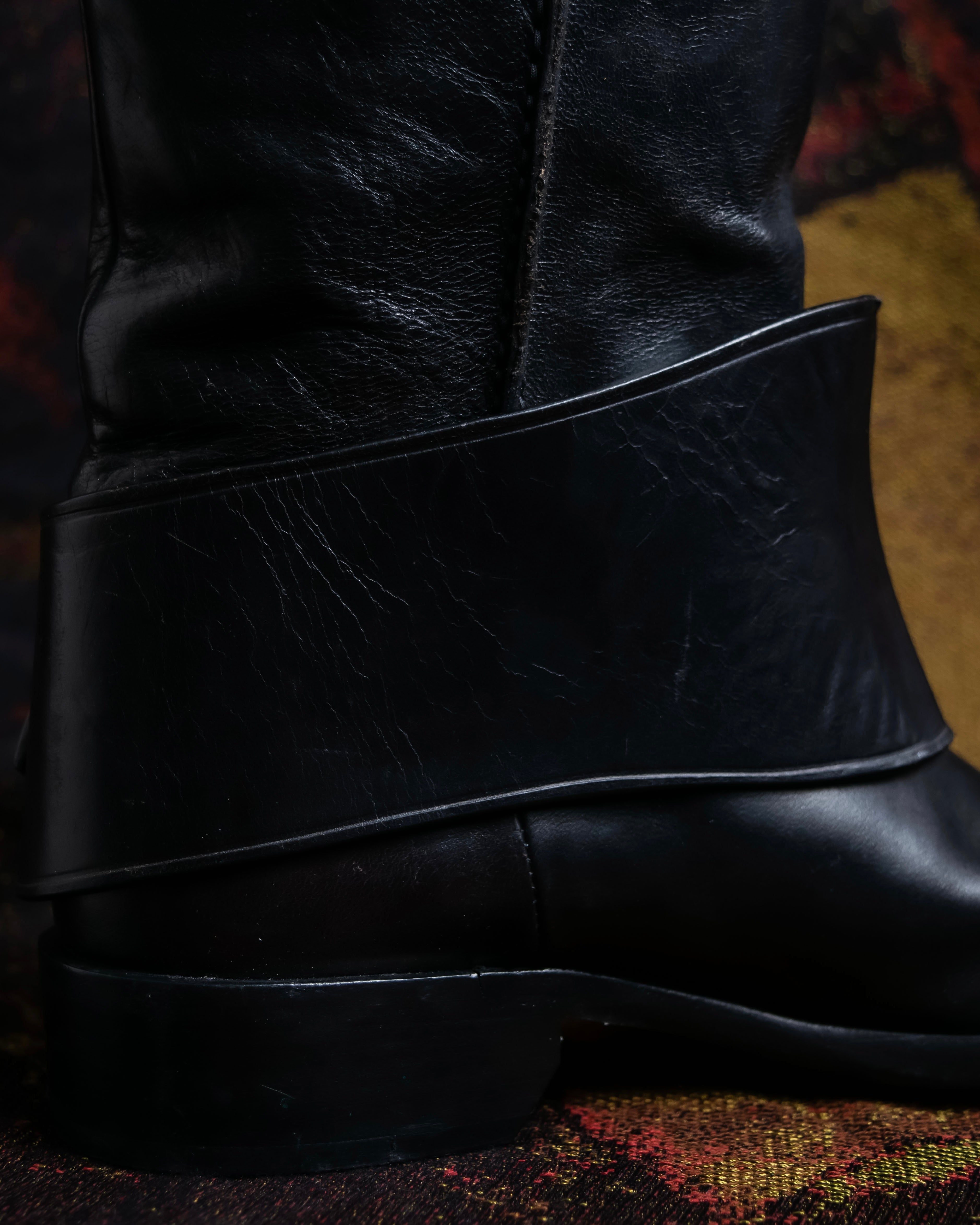 "BOTTEGA VENETA" Belt design square toe knee high long boots