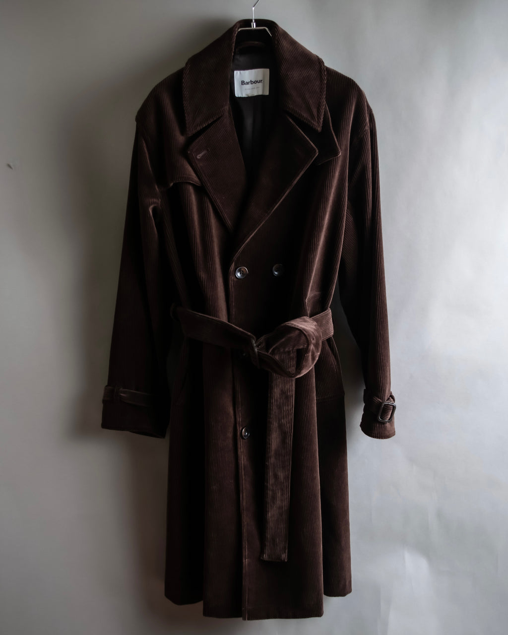 "Barbour" Wide ribbed corduroy maxi-length trench coat