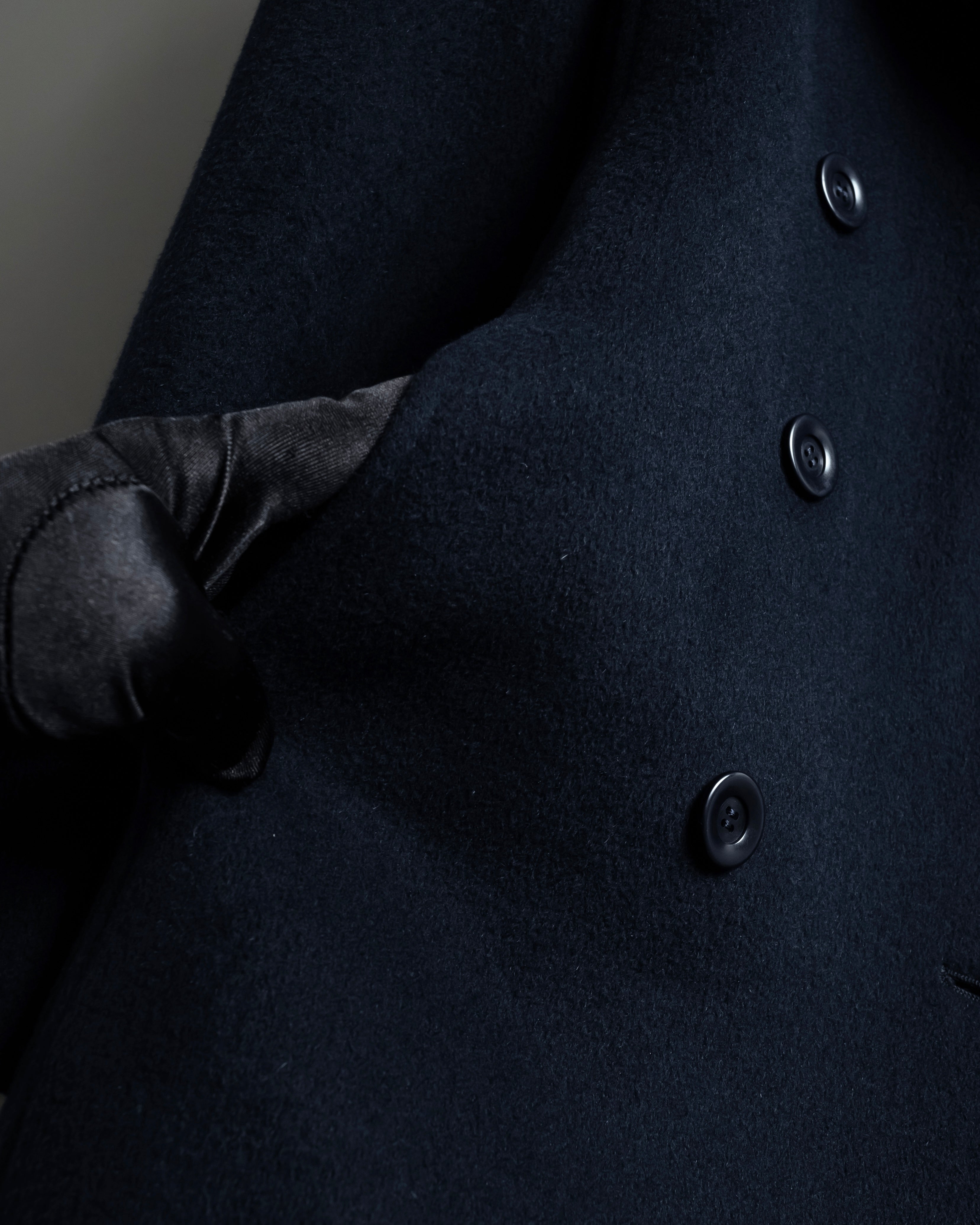 "VALENTINO" Fur collar double-breasted wool coat