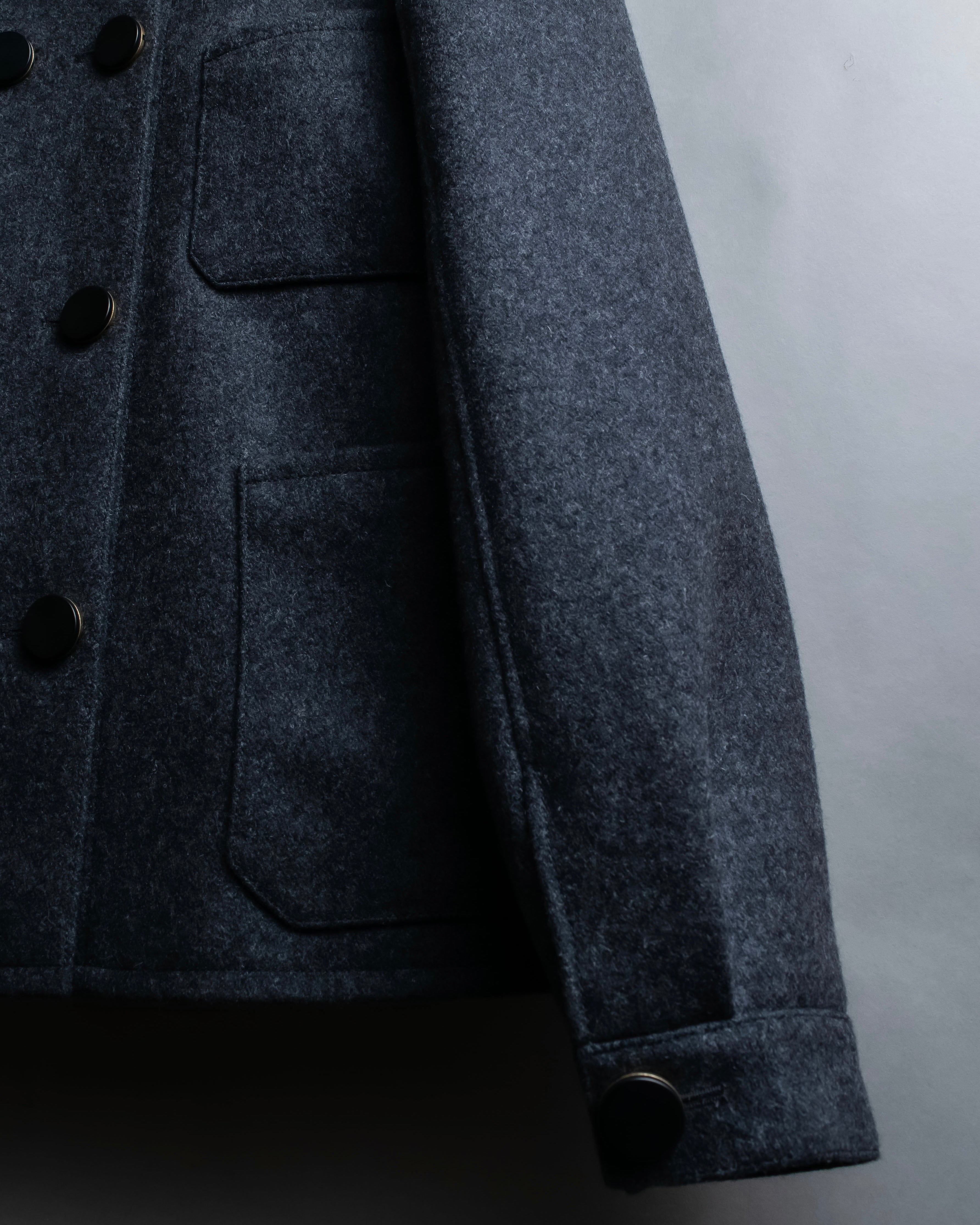 "BALENCIAGA" Double breasted Short length wool soutien collar jacket