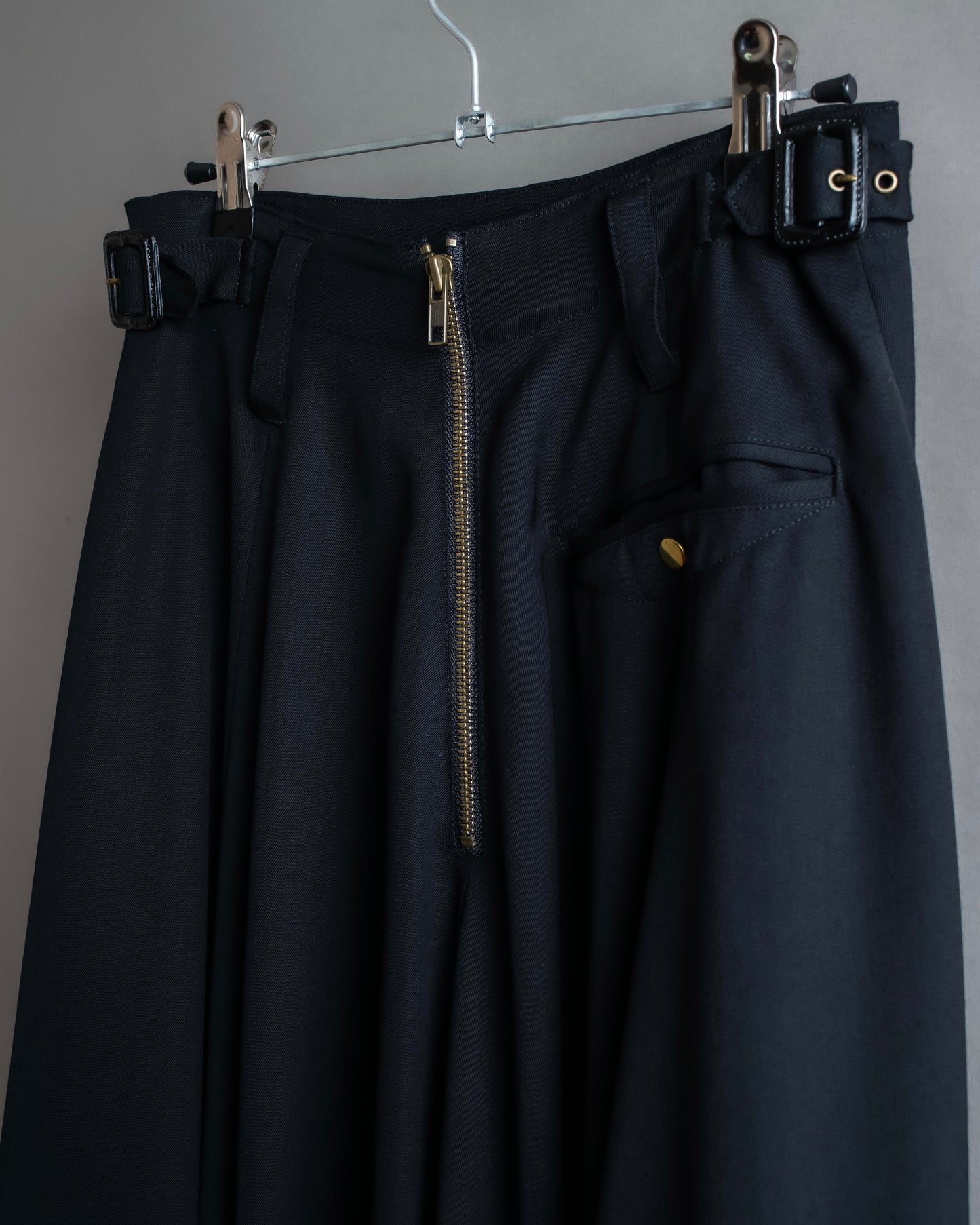 "JEAN PAUL GAULTIER" Asymmetric front＆rear design maxi length wool skirt