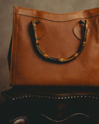 "GUCCI" 80's-90's Bamboo handle leather tote bag