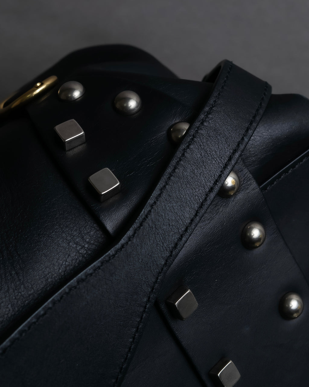 "CELINE" Various studs horizontal leather 2way bag